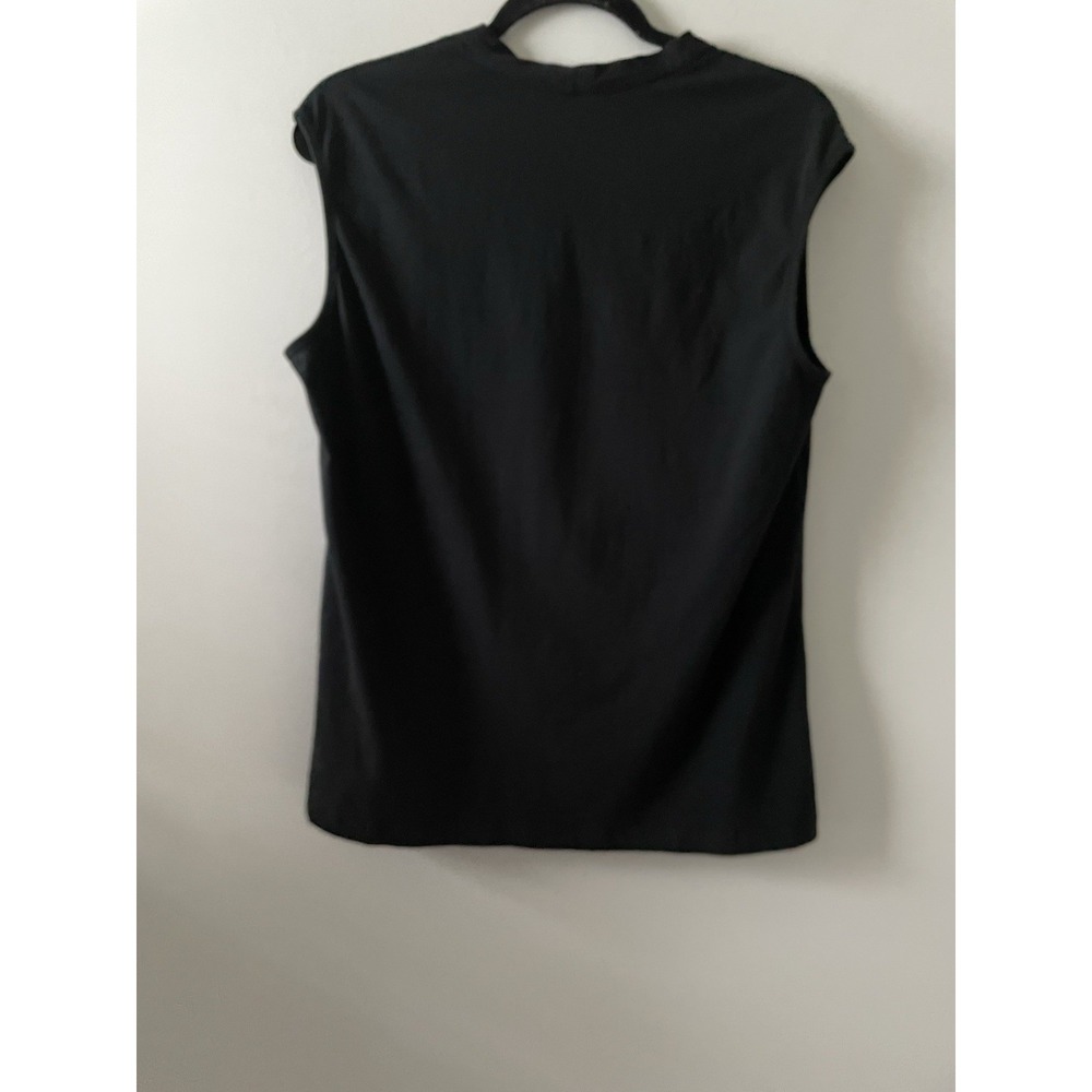 Norm Thompson Top Women L Black Square Neck Cap Sleeve Cotton Stretch Minimalist - Picture 4 of 9